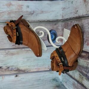 A.S 98 begonia low heel boot Cognac leather 39 8.5 bootie